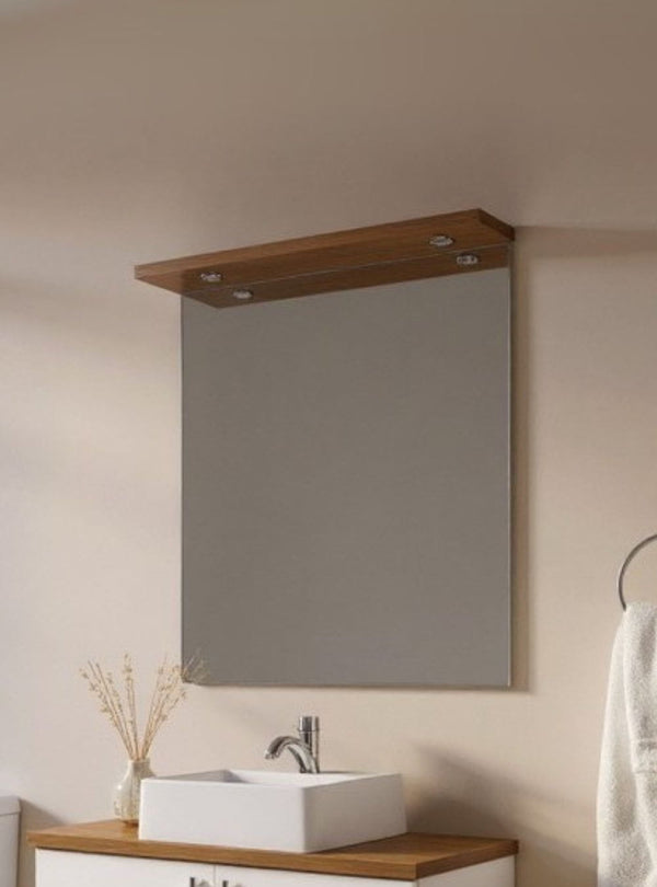 On Móveis Espelhos Espelho para Banheiro Com Led 80cm Mdf Freijó- On Móveis