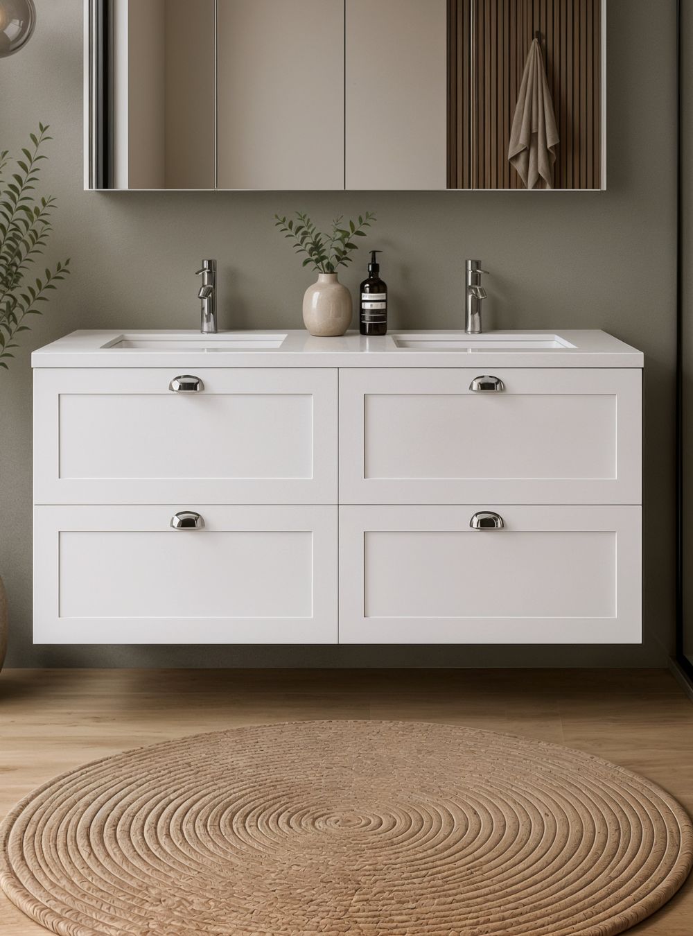 Gabinete para Banheiro 160cm Retro Mdf Branco Milano - On Móveis
