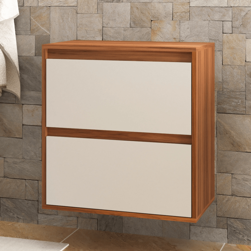 On Móveis Gabinete para Banheiro 60cm Mdf Nogal com Branco Dubai - On Móveis