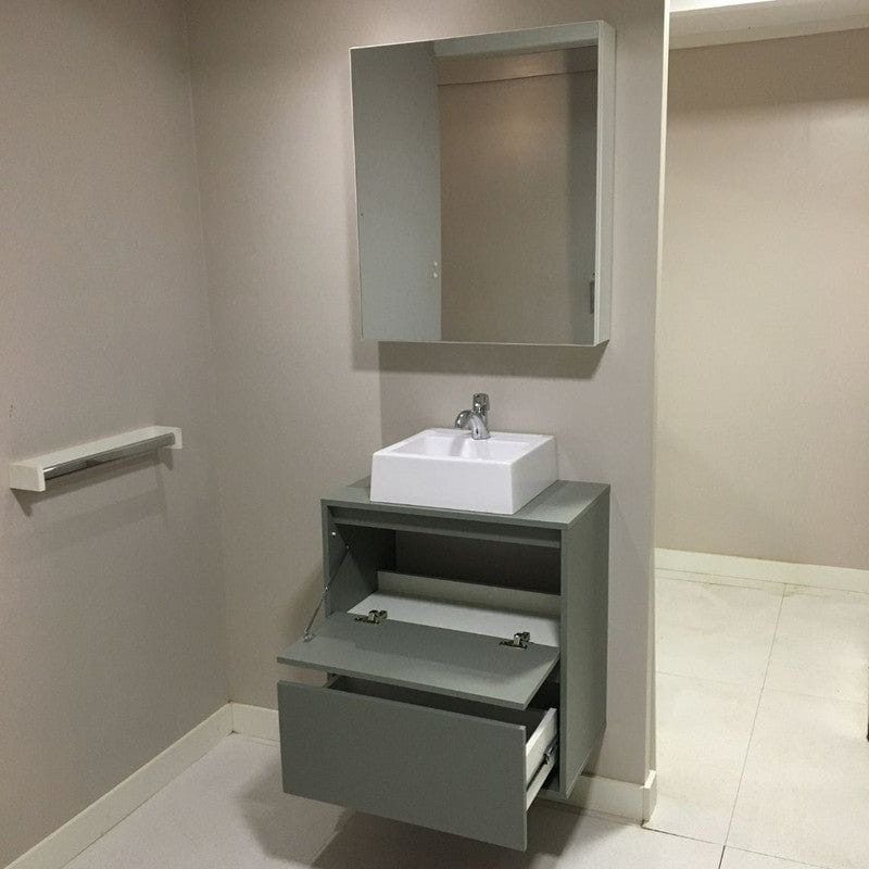 On Móveis Gabinete para Banheiro com Cuba e Armario 60cm Mdf Verde Dubai - On Móveis
