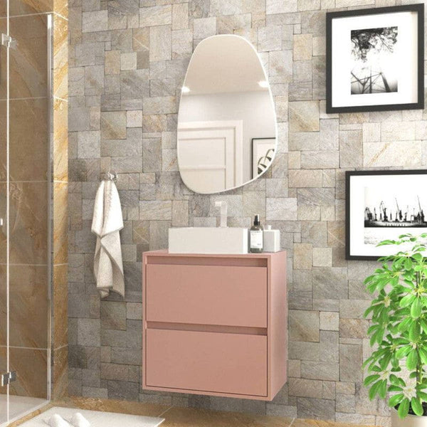 On Móveis Gabinete para Banheiro com Cuba e Espelho Organico 60cm Mdf Salmao Dubai - On Móveis