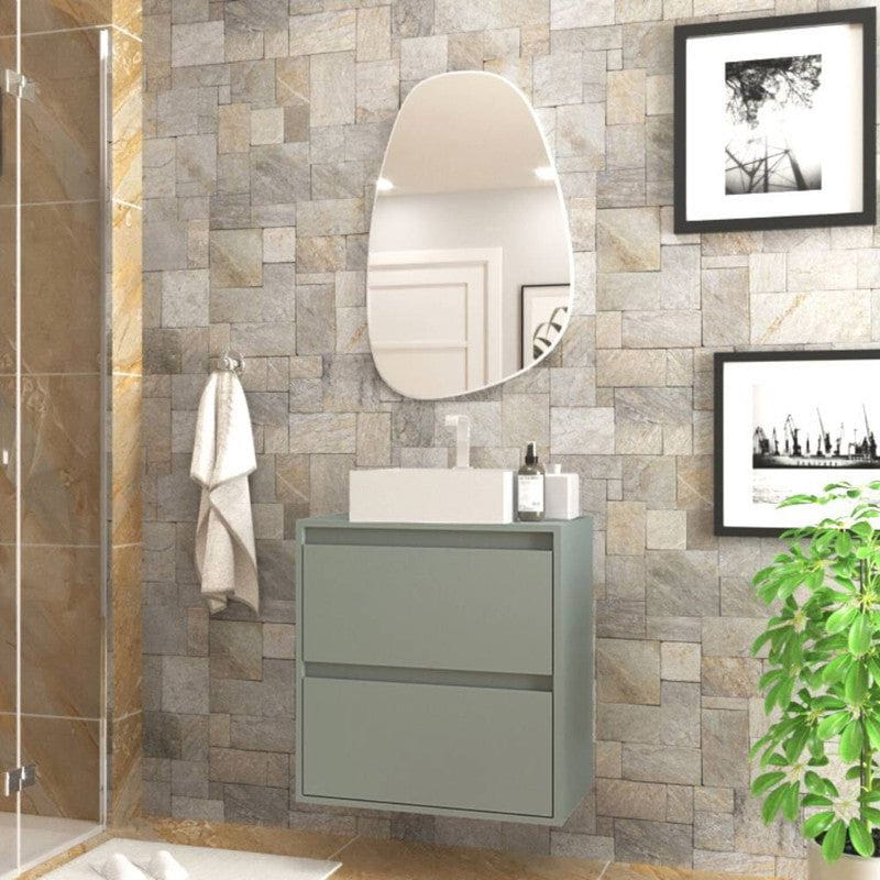 On Móveis Gabinete para Banheiro com Cuba e Espelho Organico 60cm Mdf Verde Dubai - On Móveis