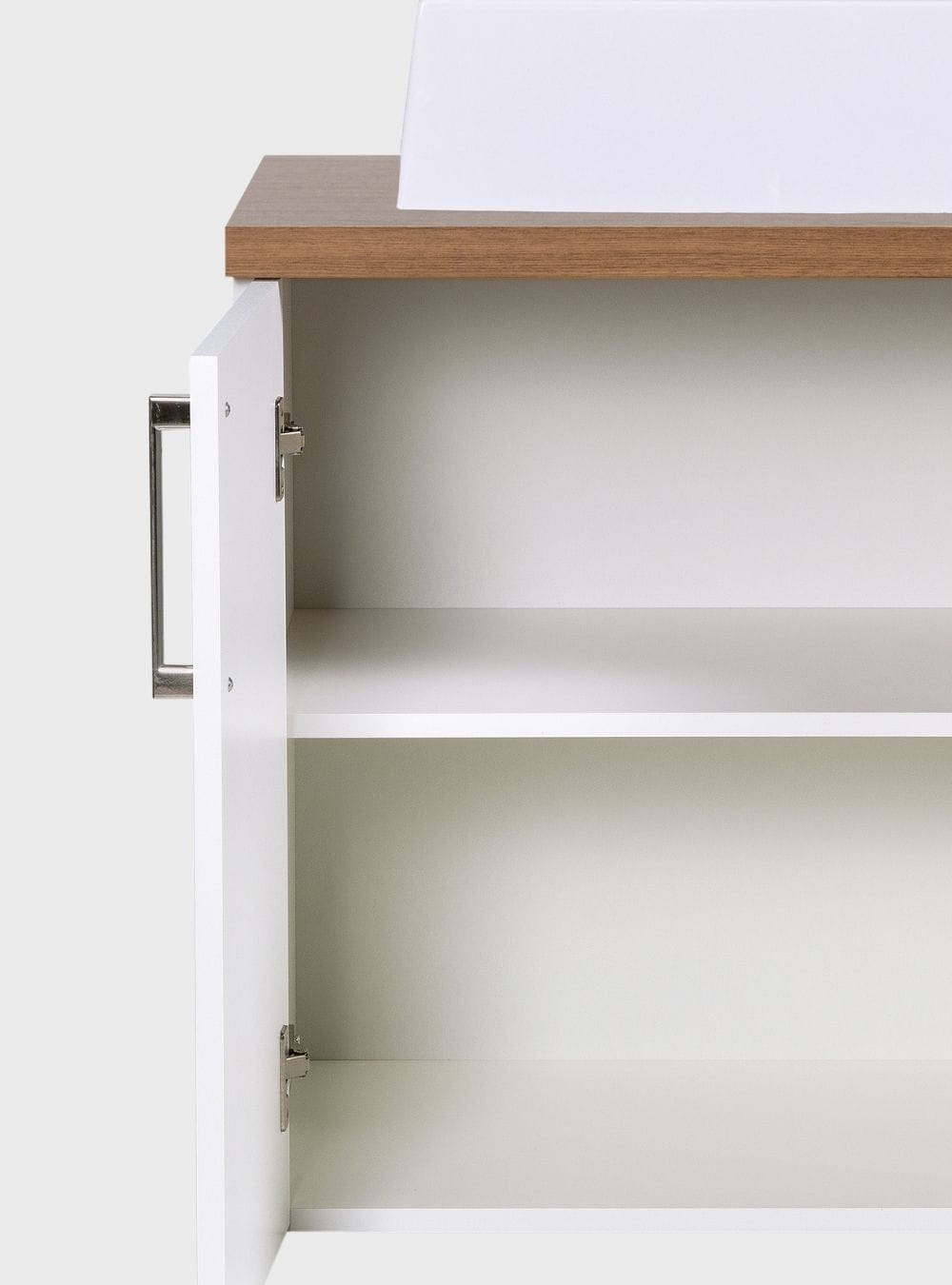 On Móveis Gabinete para Banheiro com Cuba e Espelho Organico 80cm Mdf Freijo com Branco Paris - On Móveis