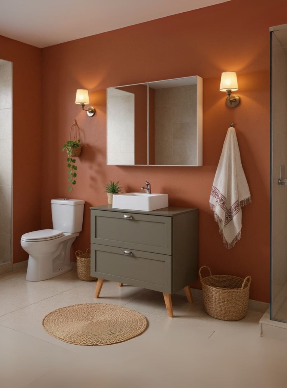 On Móveis Gabinete para Banheiro com Tampo Cuba e Armario 80cm Retro Mdf Verde Milano - On Móveis