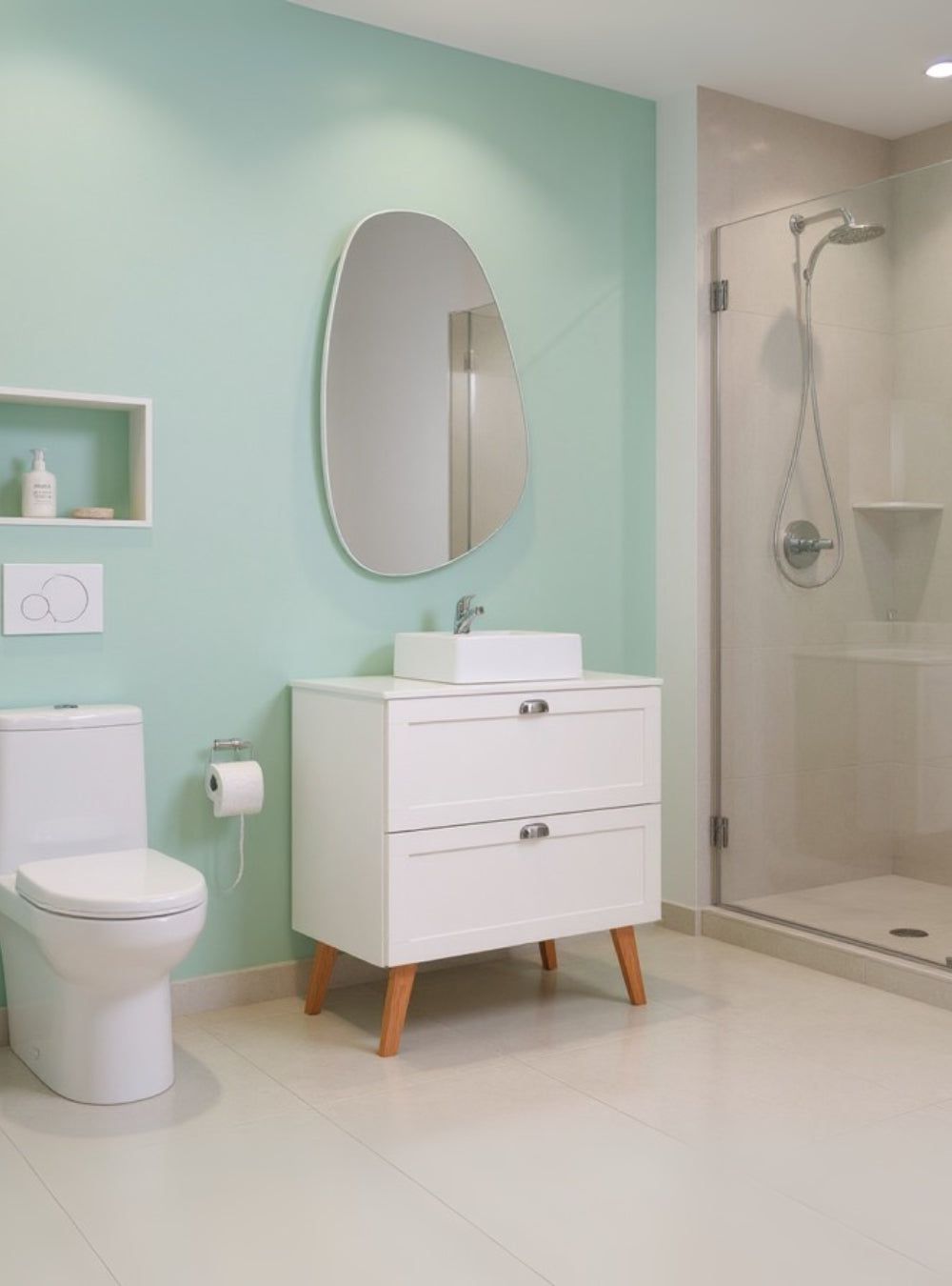 On Móveis Gabinete para Banheiro com Tampo Cuba e Espelheira Organica 80cm Retro Mdf Branco Milano - On Móveis