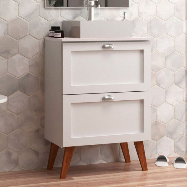 On Móveis Gabinete para Banheiro com Tampo e Cuba 60cm Retro Mdf Branco Milano - On Móveis