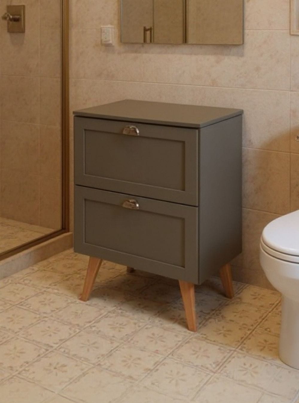 On Móveis Gabinete para Banheiro com Tampo e Espelho com Led 60cm Retro Mdf Verde Milano - On Móveis