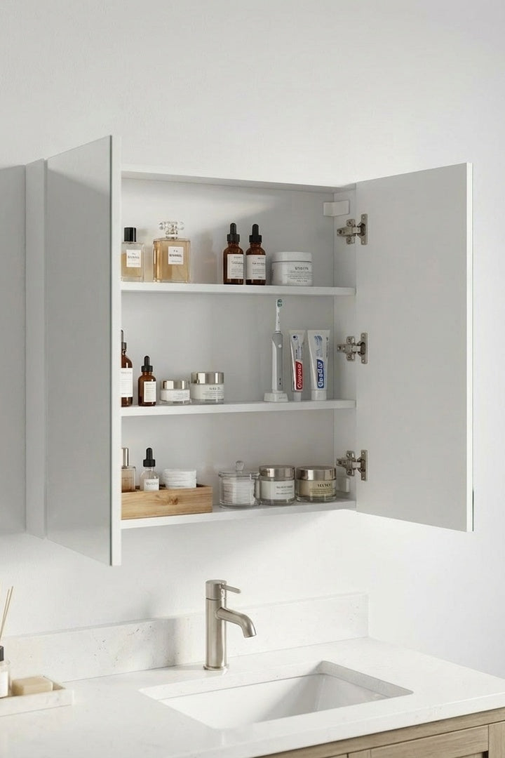 Armário para Banheiro com Espelho 80cm Mdf Branco - On Móveis