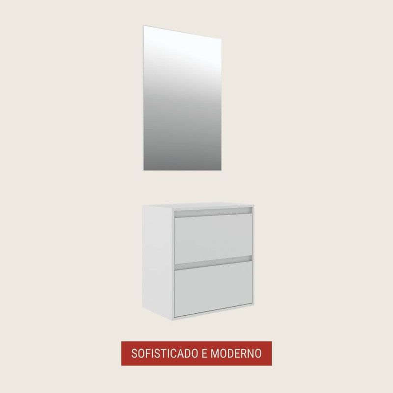 On Móveis Conjuntos de móveis para banheiro 60 Gabinete para Banheiro com Espelheira 60cm Mdf Branco Dubai - On Móveis