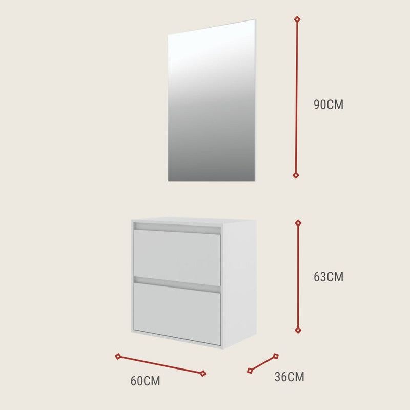 On Móveis Conjuntos de móveis para banheiro 60 Gabinete para Banheiro com Espelheira 60cm Mdf Branco Dubai - On Móveis