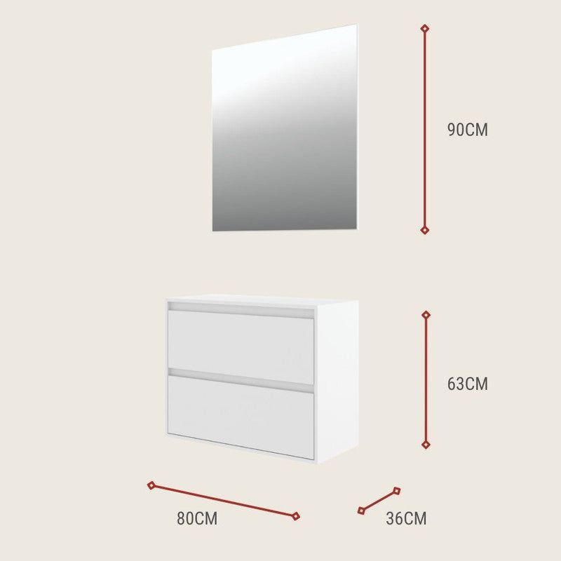 On Móveis Conjuntos de móveis para banheiro 80 Gabinete para Banheiro com Espelheira 80cm Mdf Branco Dubai - On Móveis