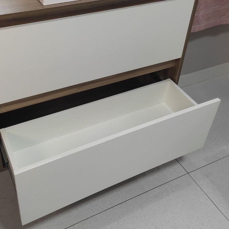 On Móveis Conjuntos de móveis para banheiro 80 Gabinete para Banheiro com Espelheira 80cm Mdf Nogal com Branco Dubai - On Móveis