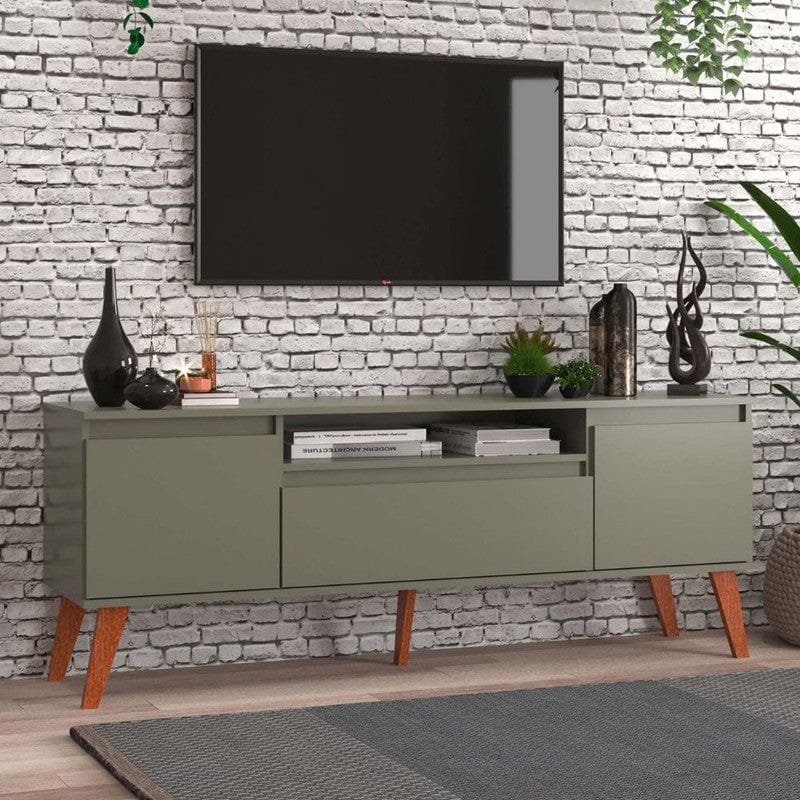 On Móveis Conjuntos de móveis para sala de estar 150 Rack para TV 150cm Retro Mdf Verde Dallas - On Móveis