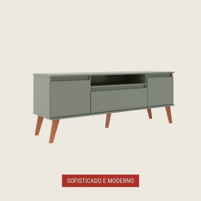 On Móveis Conjuntos de móveis para sala de estar 150 Rack para TV 150cm Retro Mdf Verde Dallas - On Móveis