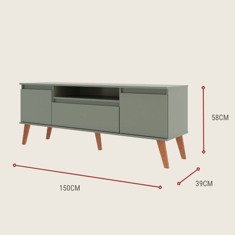 On Móveis Conjuntos de móveis para sala de estar 150 Rack para TV 150cm Retro Mdf Verde Dallas - On Móveis