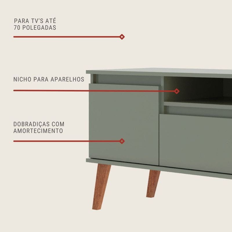 On Móveis Conjuntos de móveis para sala de estar 150 Rack para TV 150cm Retro Mdf Verde Dallas - On Móveis